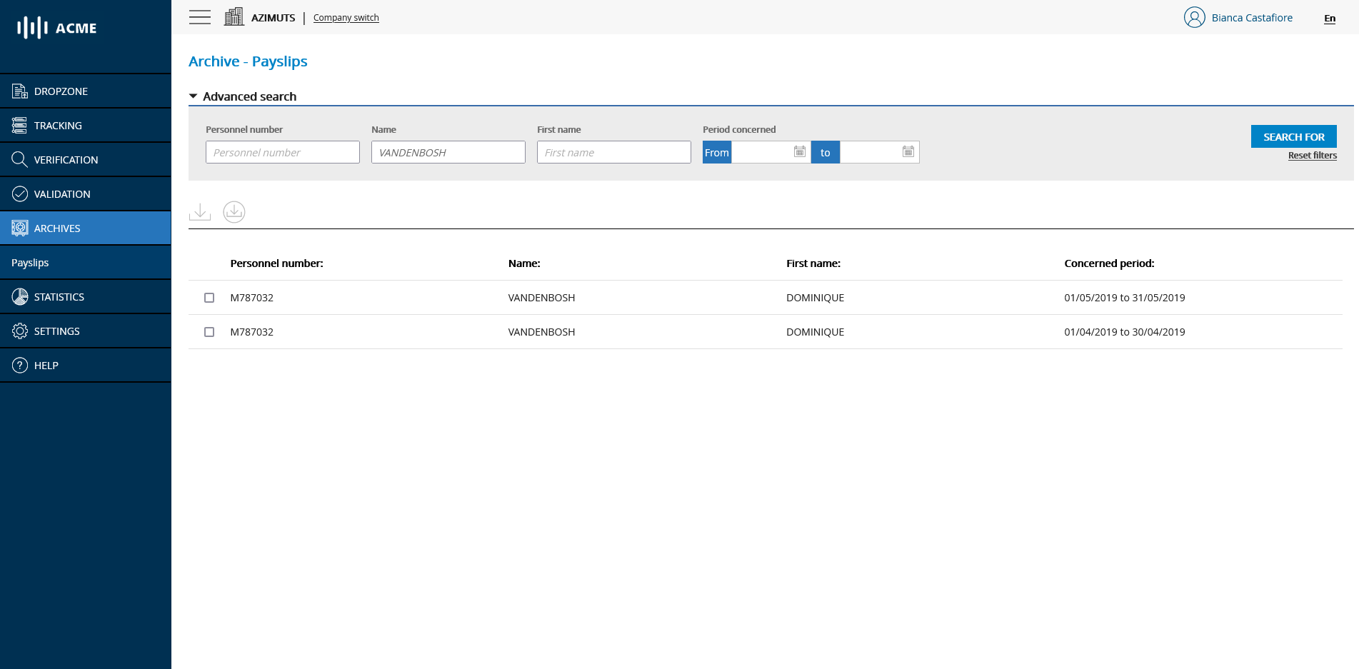 Searching for an archived document