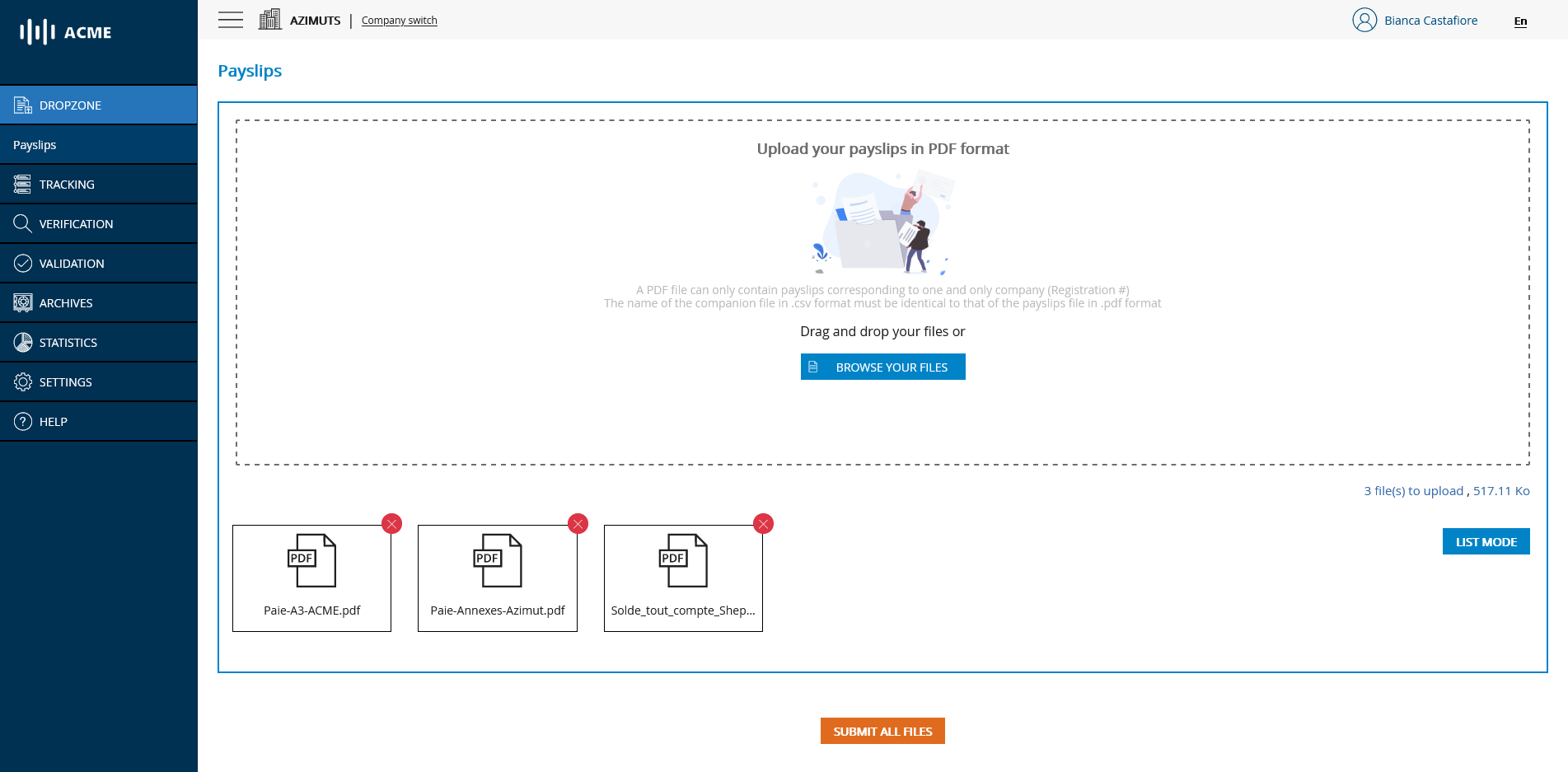 Document filing module - adding files