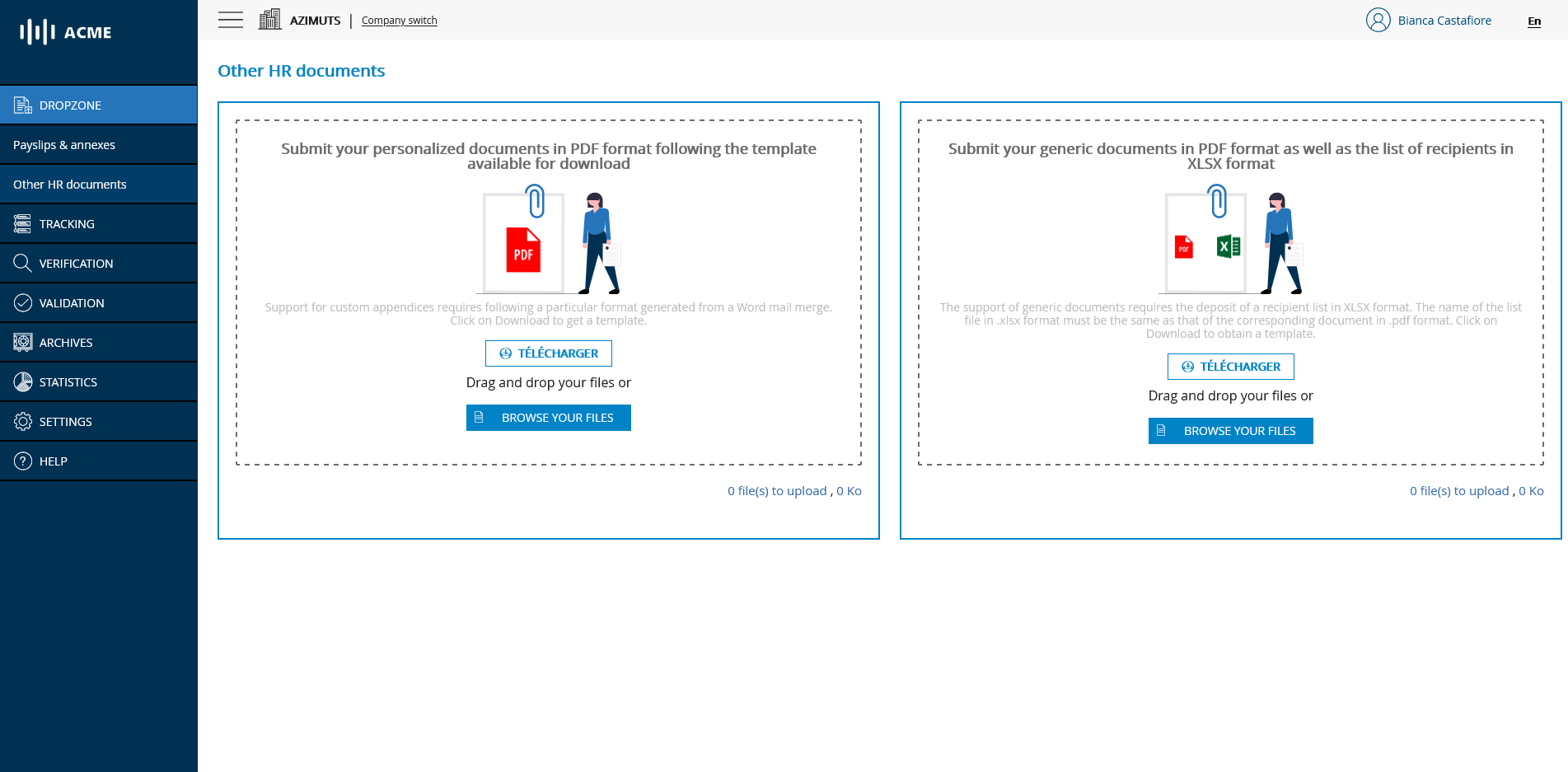 Module for filing customized other HR documents (left)