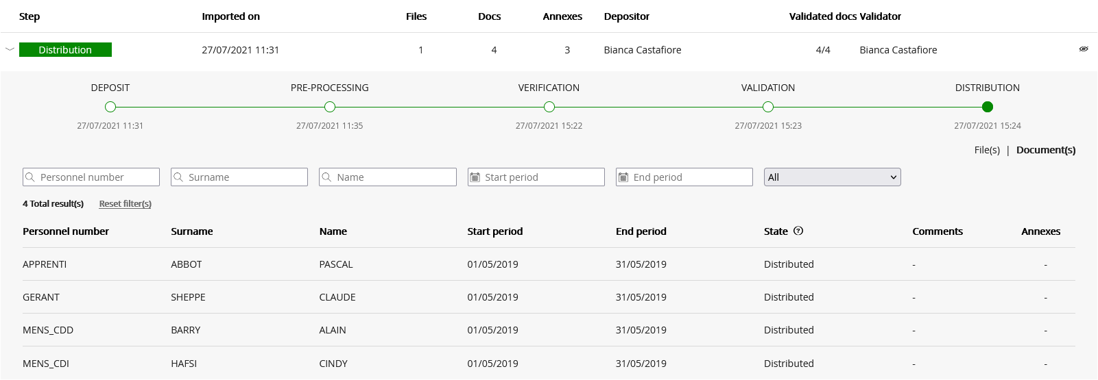 Flow Tracking Screen - Distribution with details