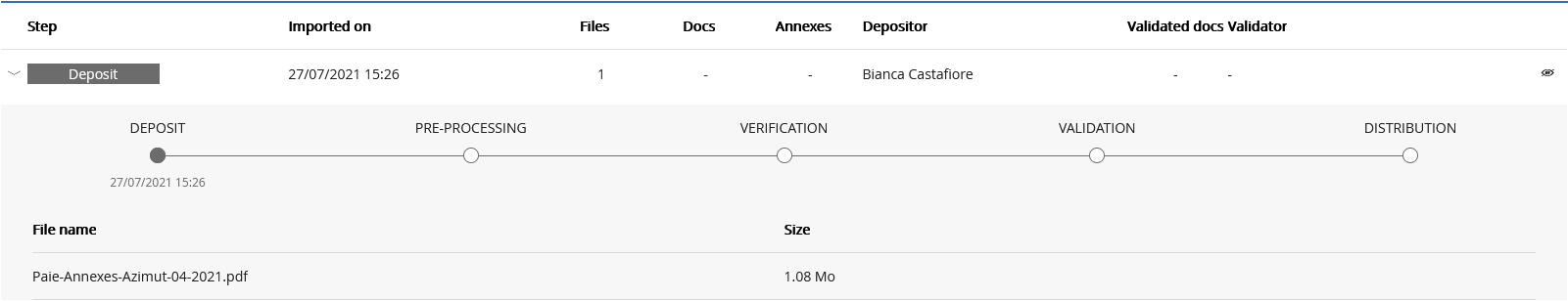 Flow tracking screen - Import with details