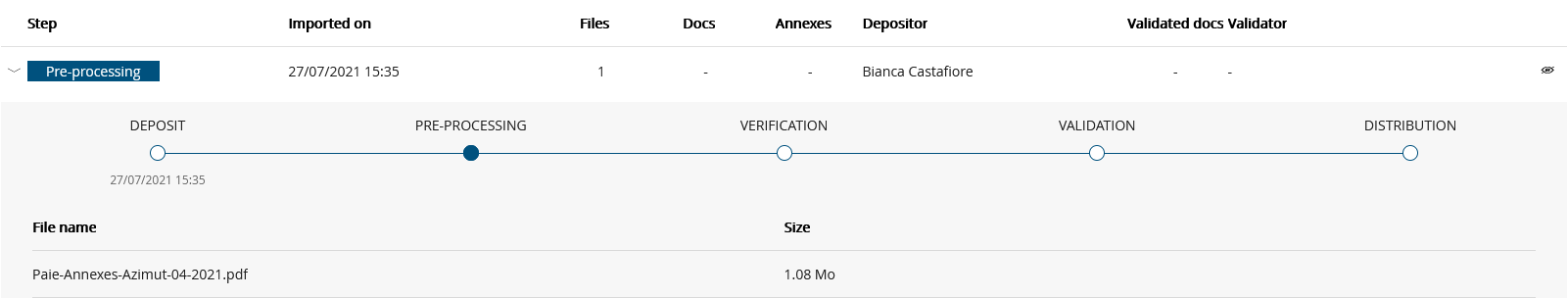Flow Tracking Screen - Preparation with details