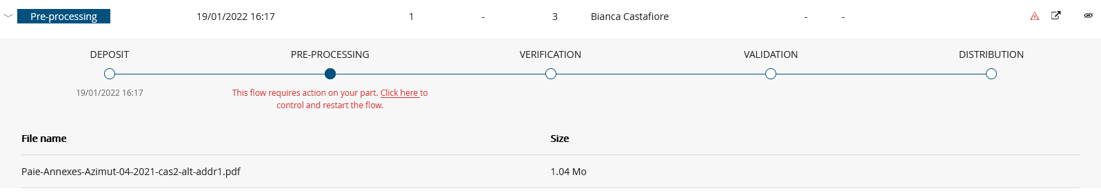 Preparation stage: Flow awaiting validation
