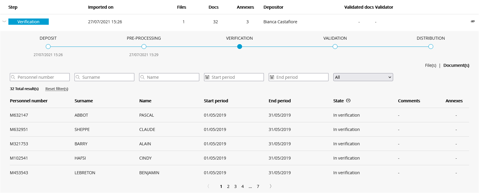 Flow Tracking Screen - Verification with details