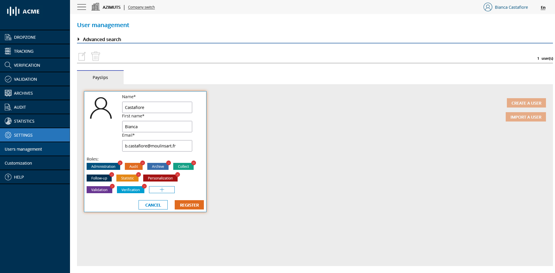 User Management - Editing