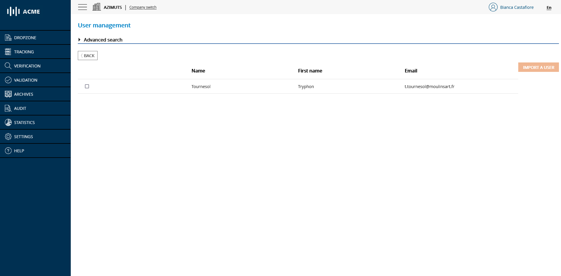 User management - importing a user