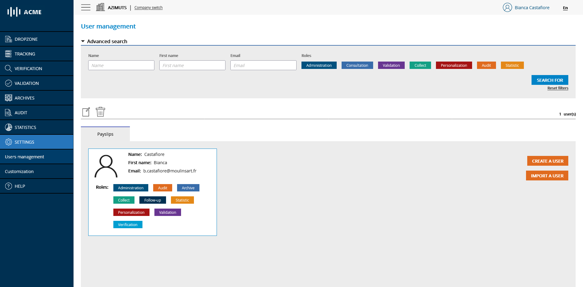 User management - Search