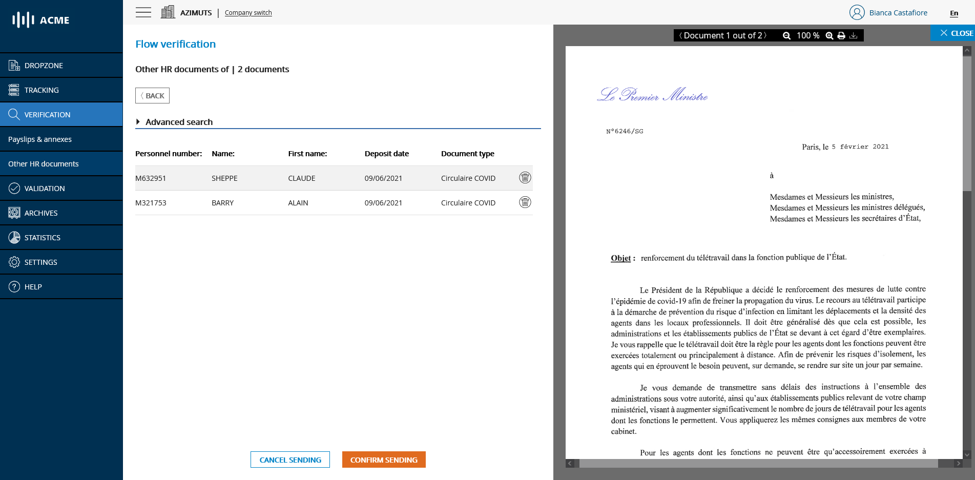 Main verification page