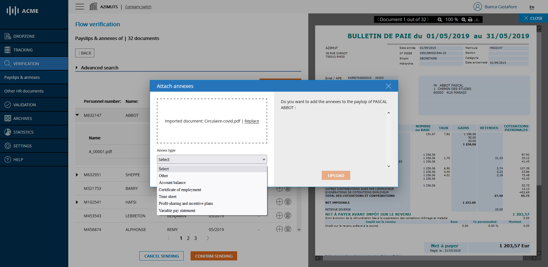 Choice of the type of annex to add