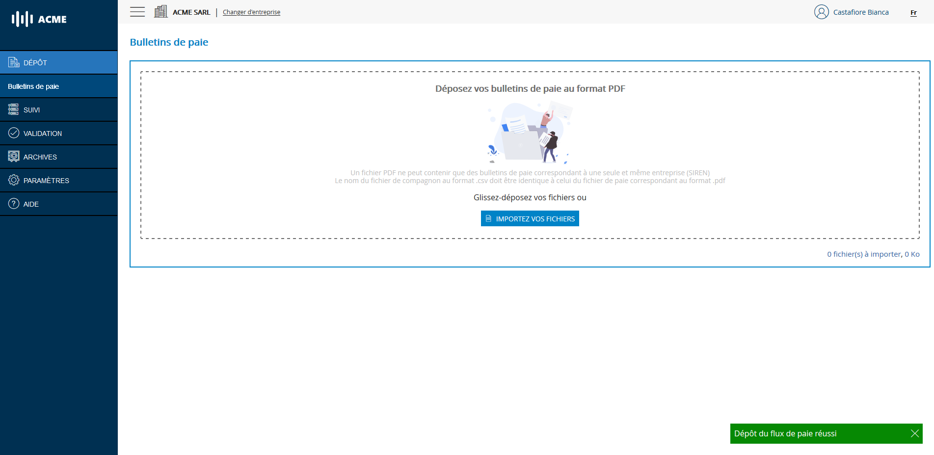 Confirmation du transfert de fichiers