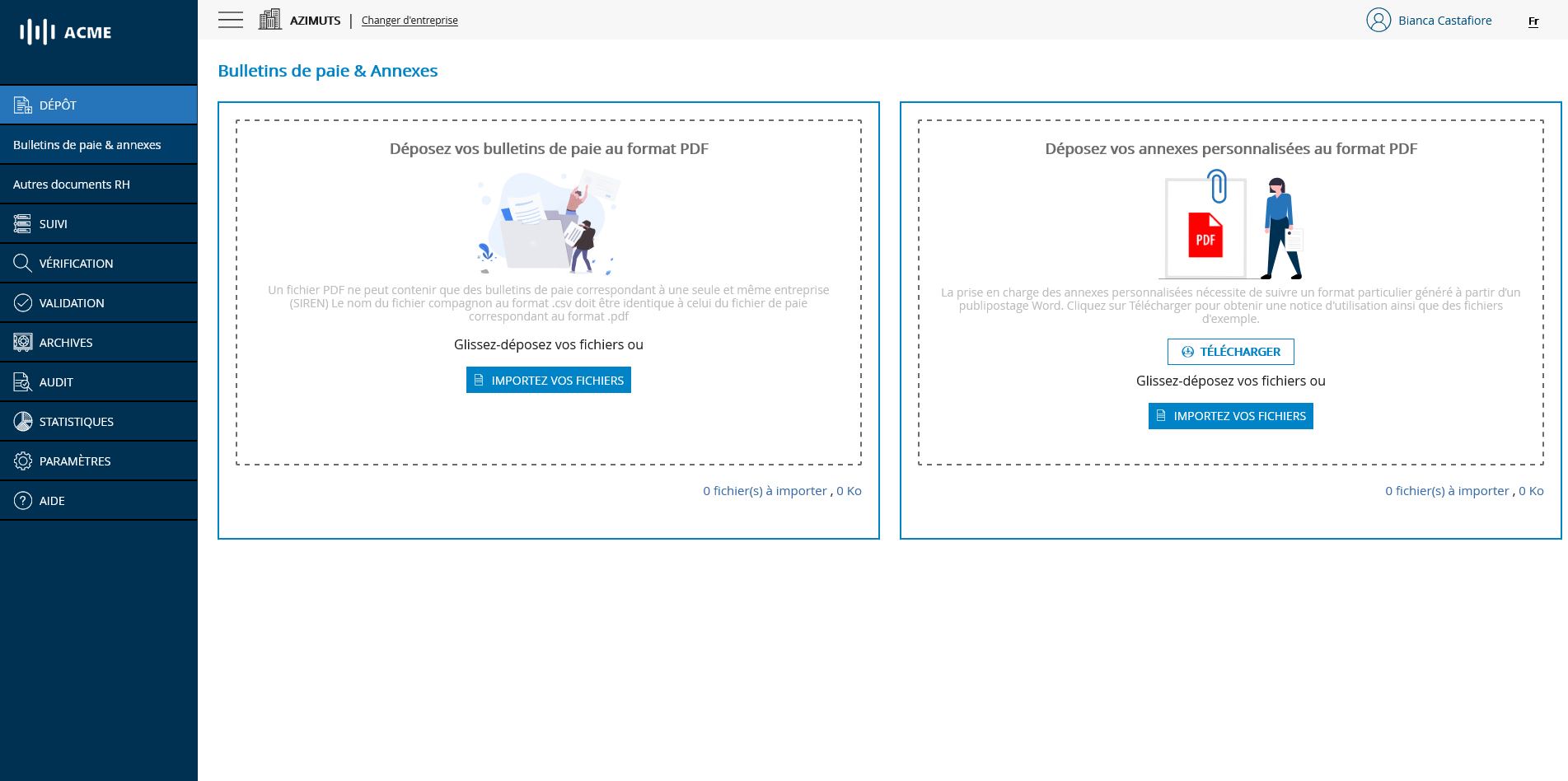 Module de dépôt de bulletins de paie avec annexes