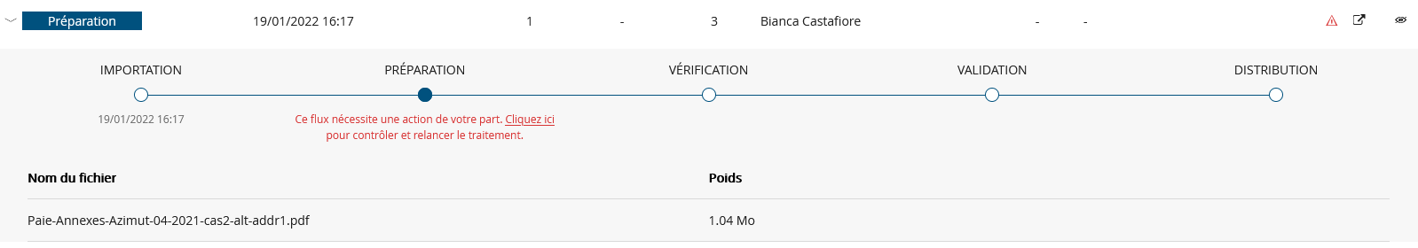 Etape de préparation : Flux en attente de validation