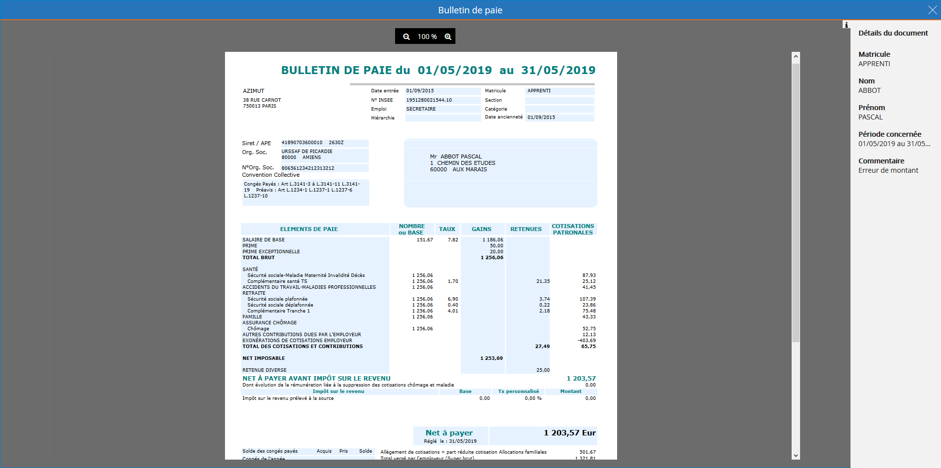 Écran de suivi des flux - Visualisation d'un document