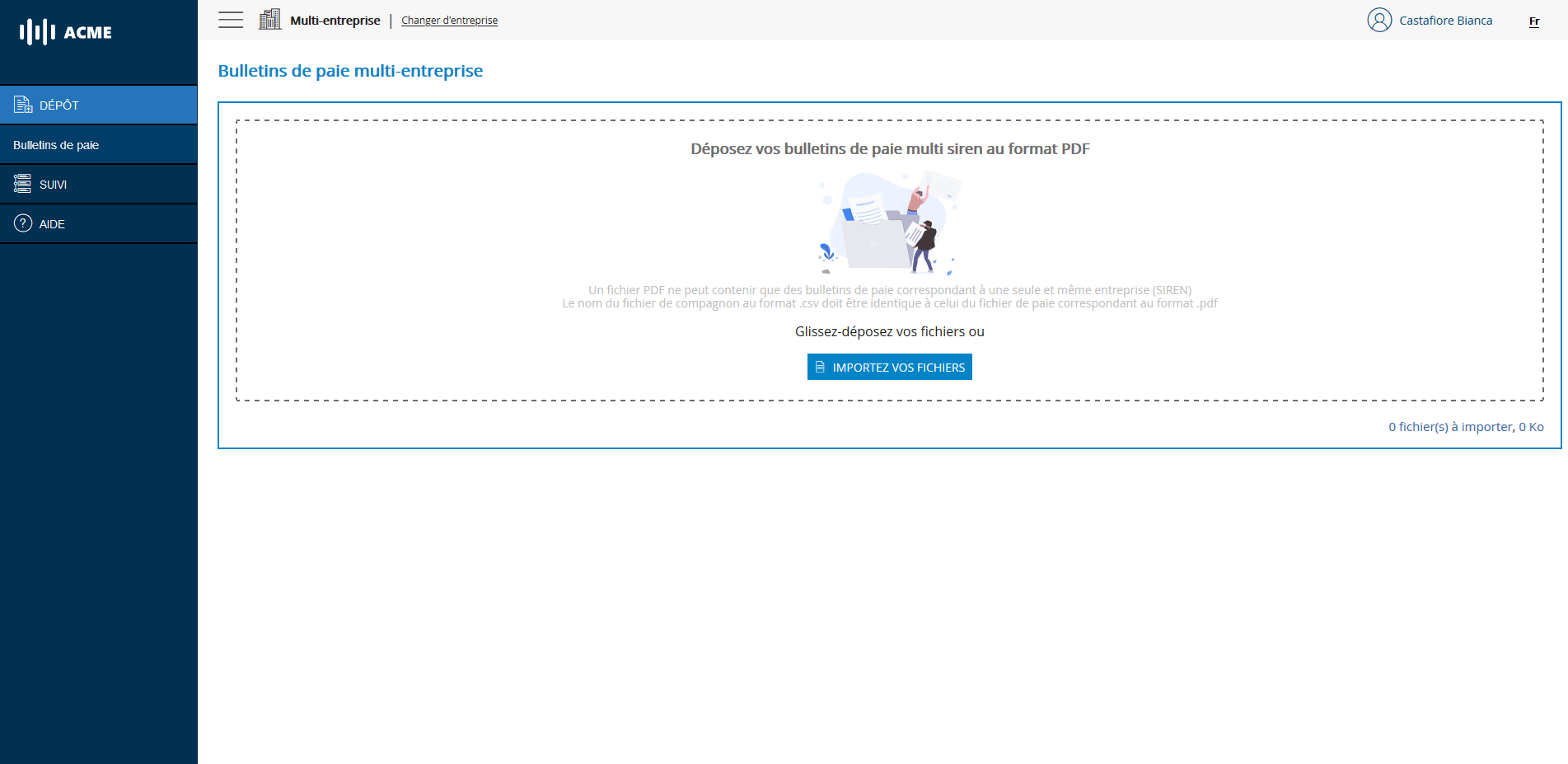 Module de dépôt de documents multi-SIREN - ajout de fichiers