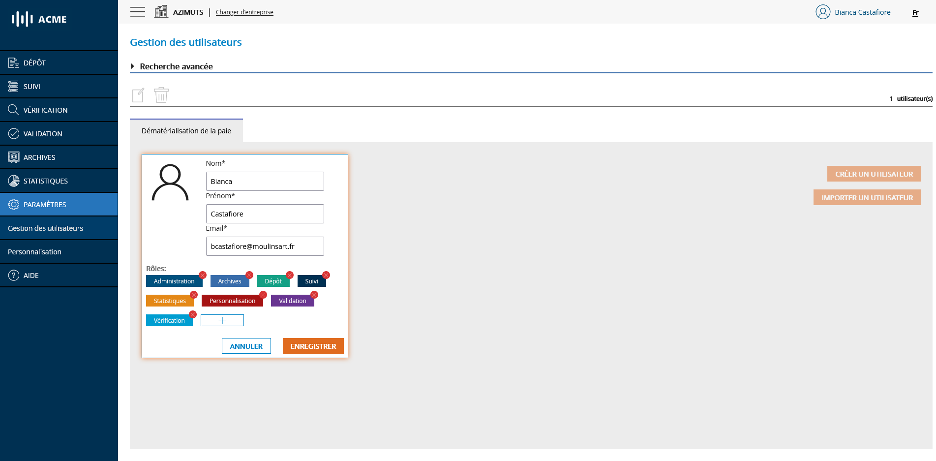 Gestion des utilisateurs - Modification