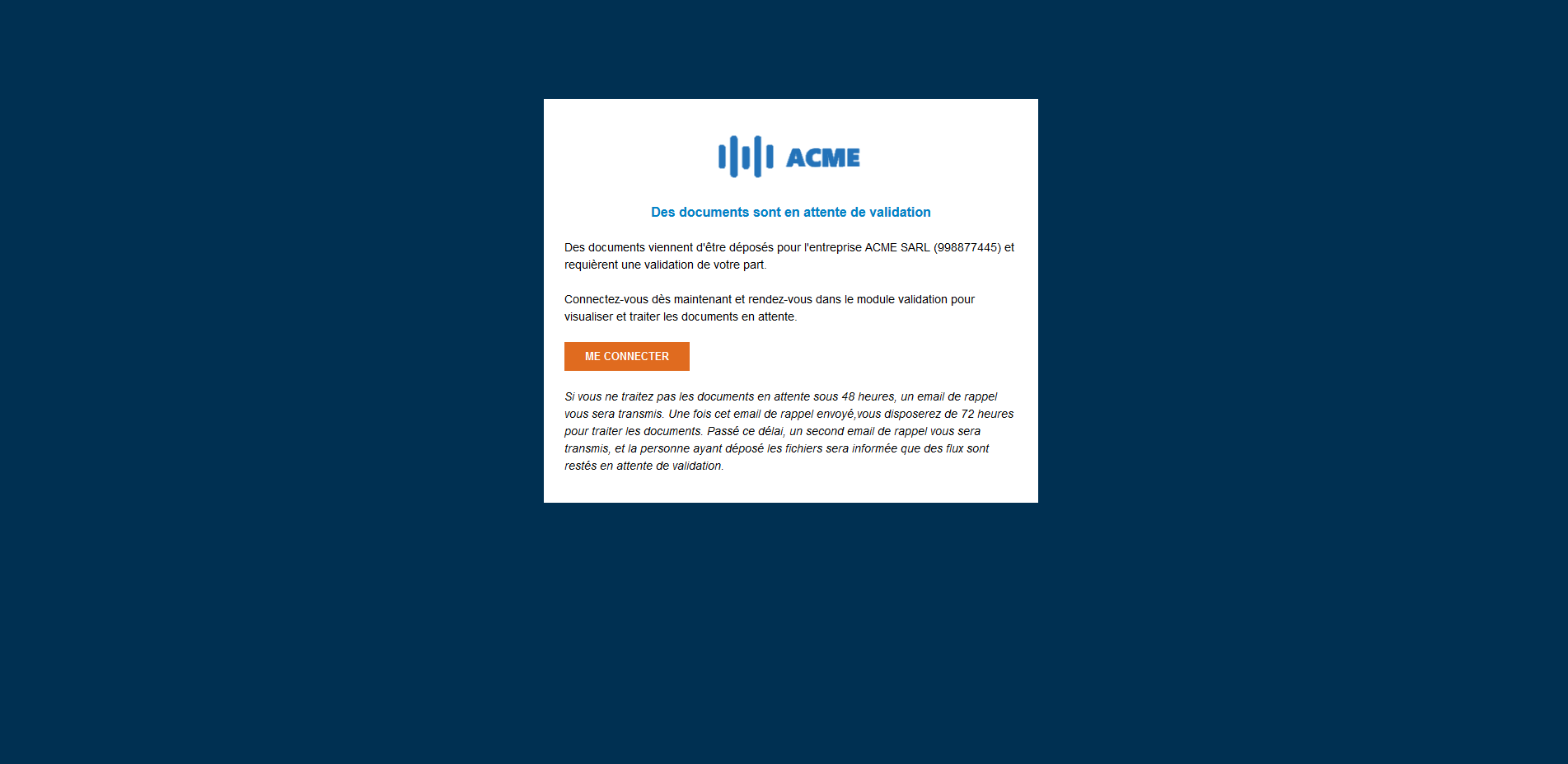 Email de notification de validation