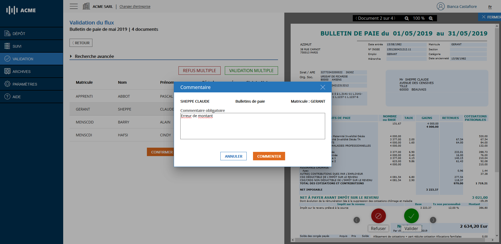 Demande de motif de refus