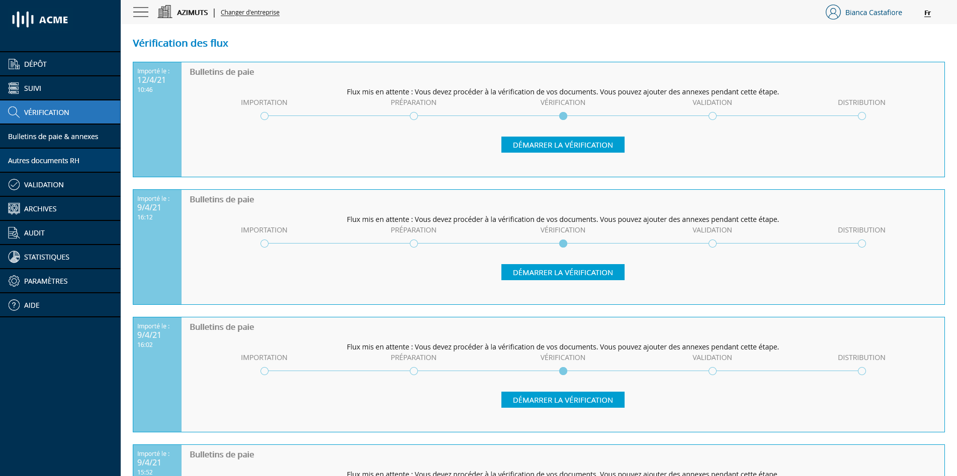 Liste des flux à vérifier