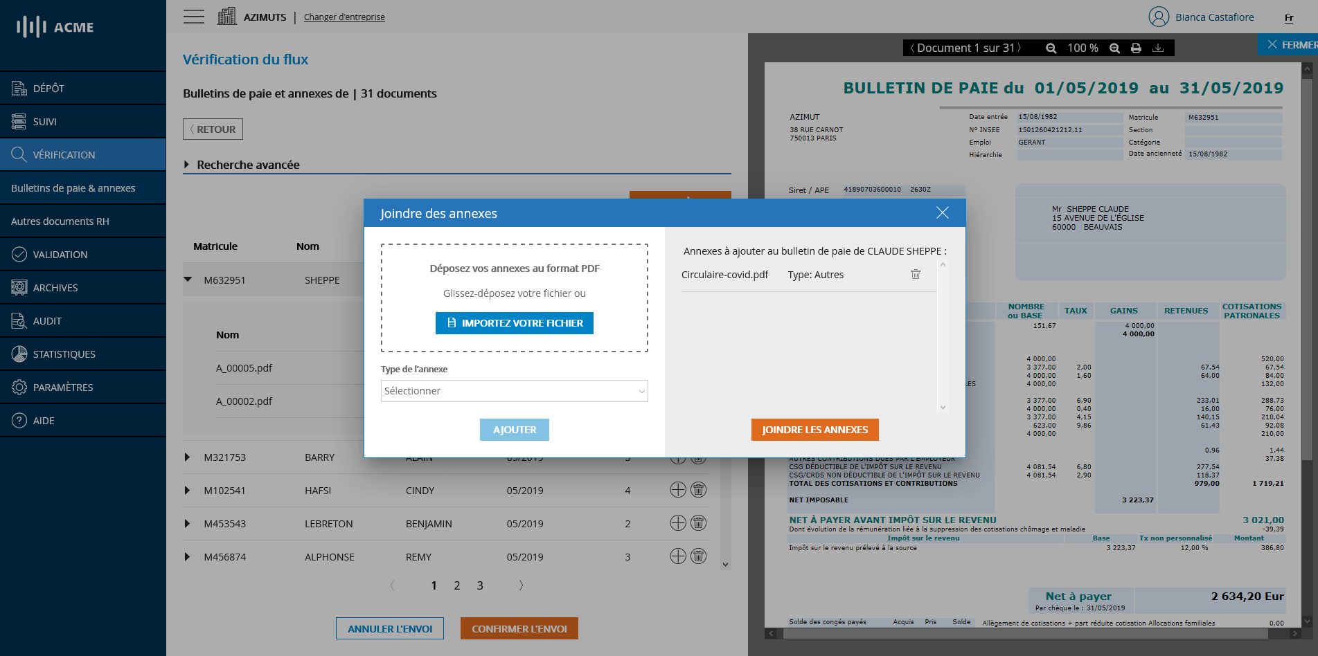 Liste des annexes prêtes à être ajoutées
