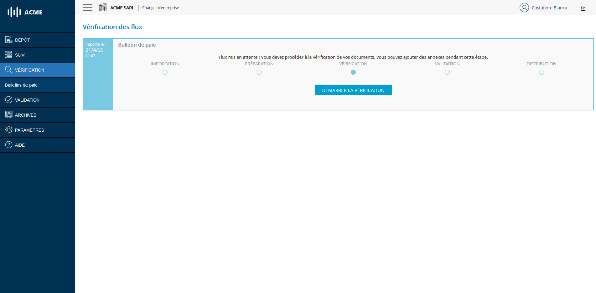Liste des flux à vérifier