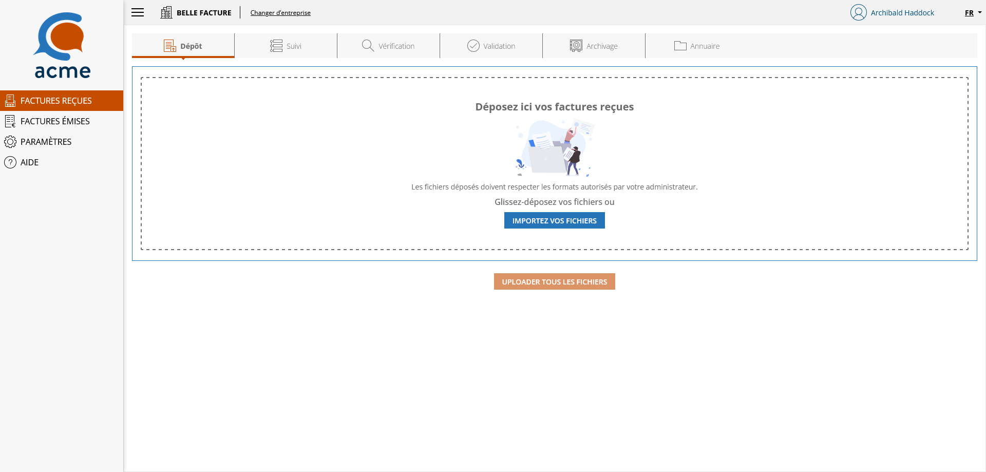 Module de dépôt des factures reçues