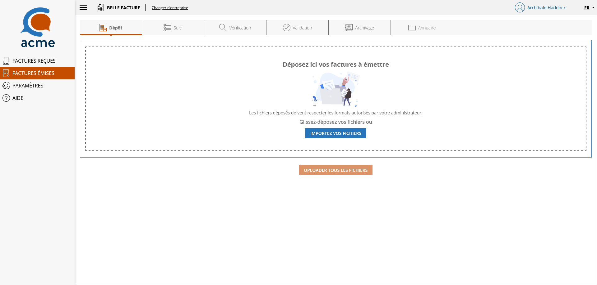 Module de dépôt des factures émises