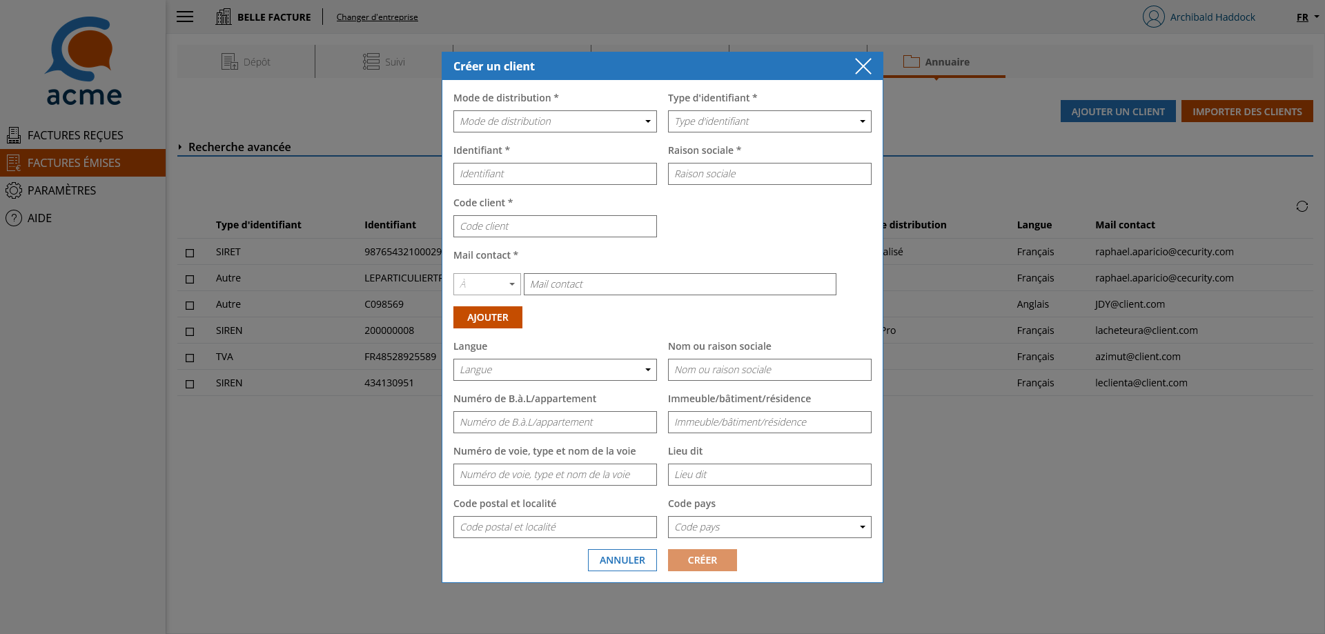 Annuaire clients - Ajout client