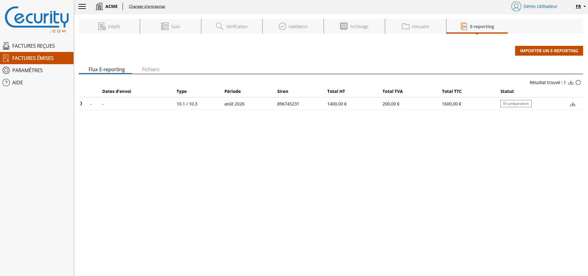 Agrégation flux e-reporting