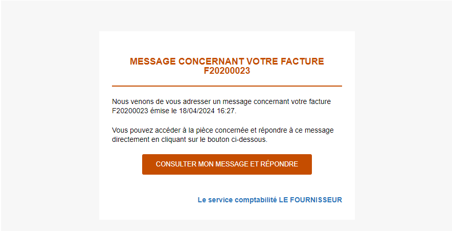 Email de notification - Message reçu par le destinataire