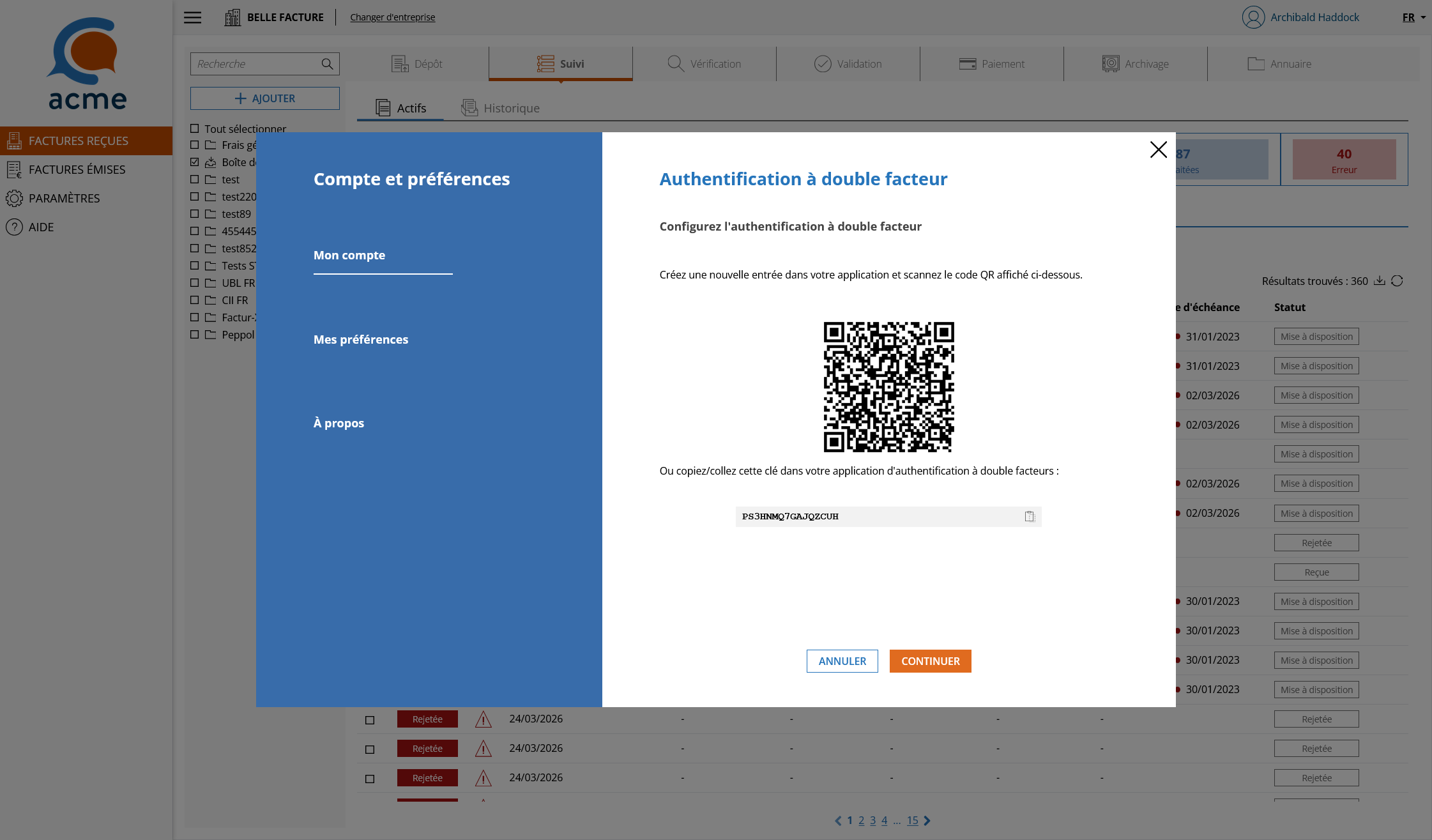 Activation MFA config app