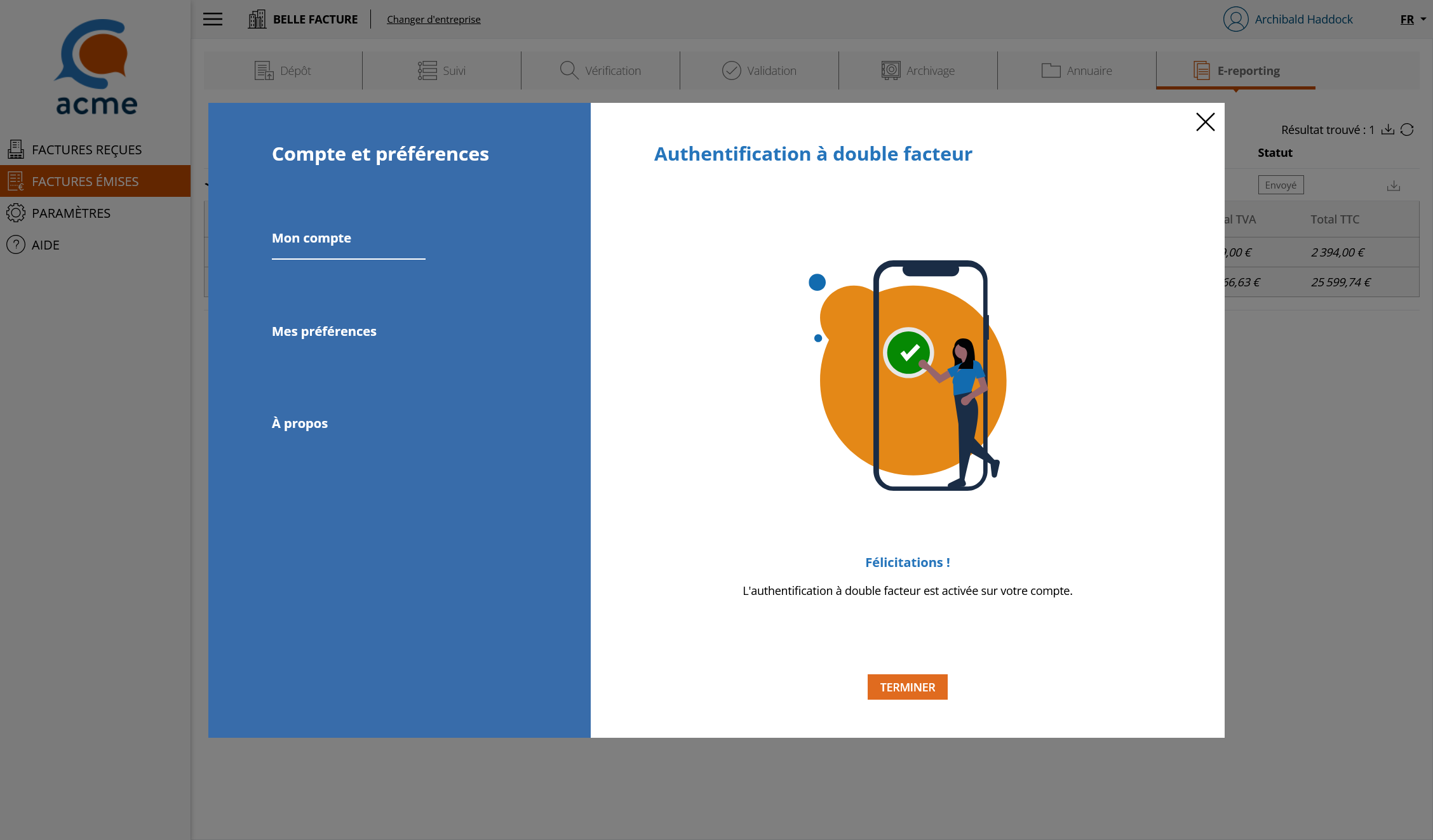 Fin du processus d'activation
