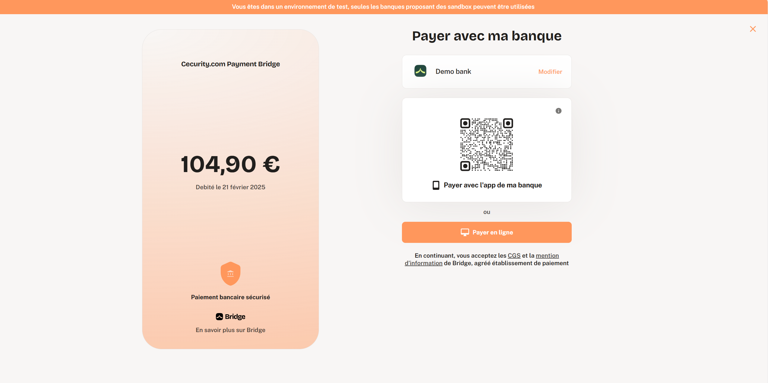 Choix entre le paiement web ou mobile