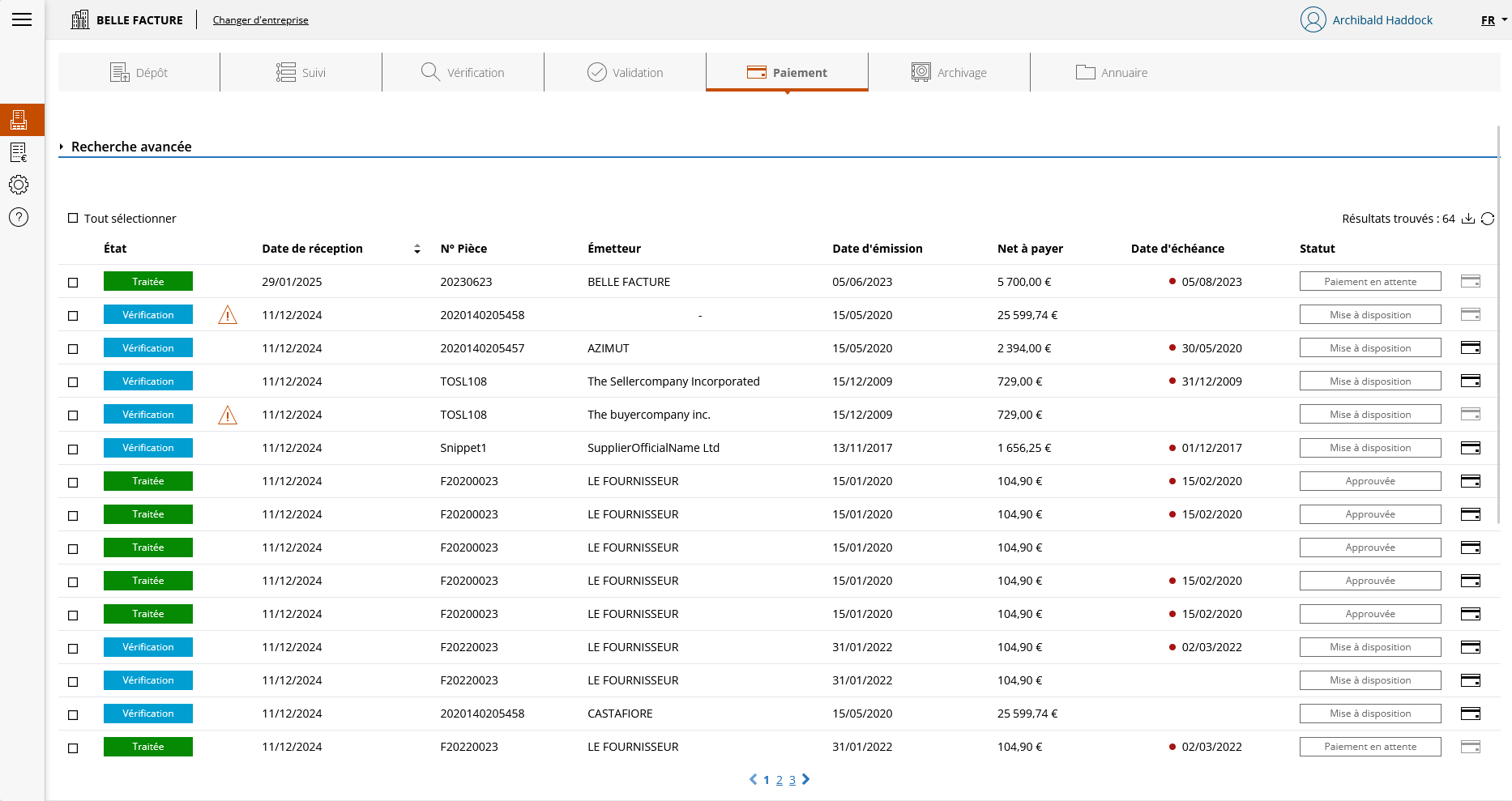 Page de paiement