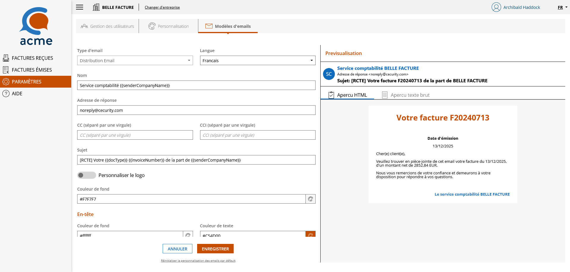 Personnalisation des emails