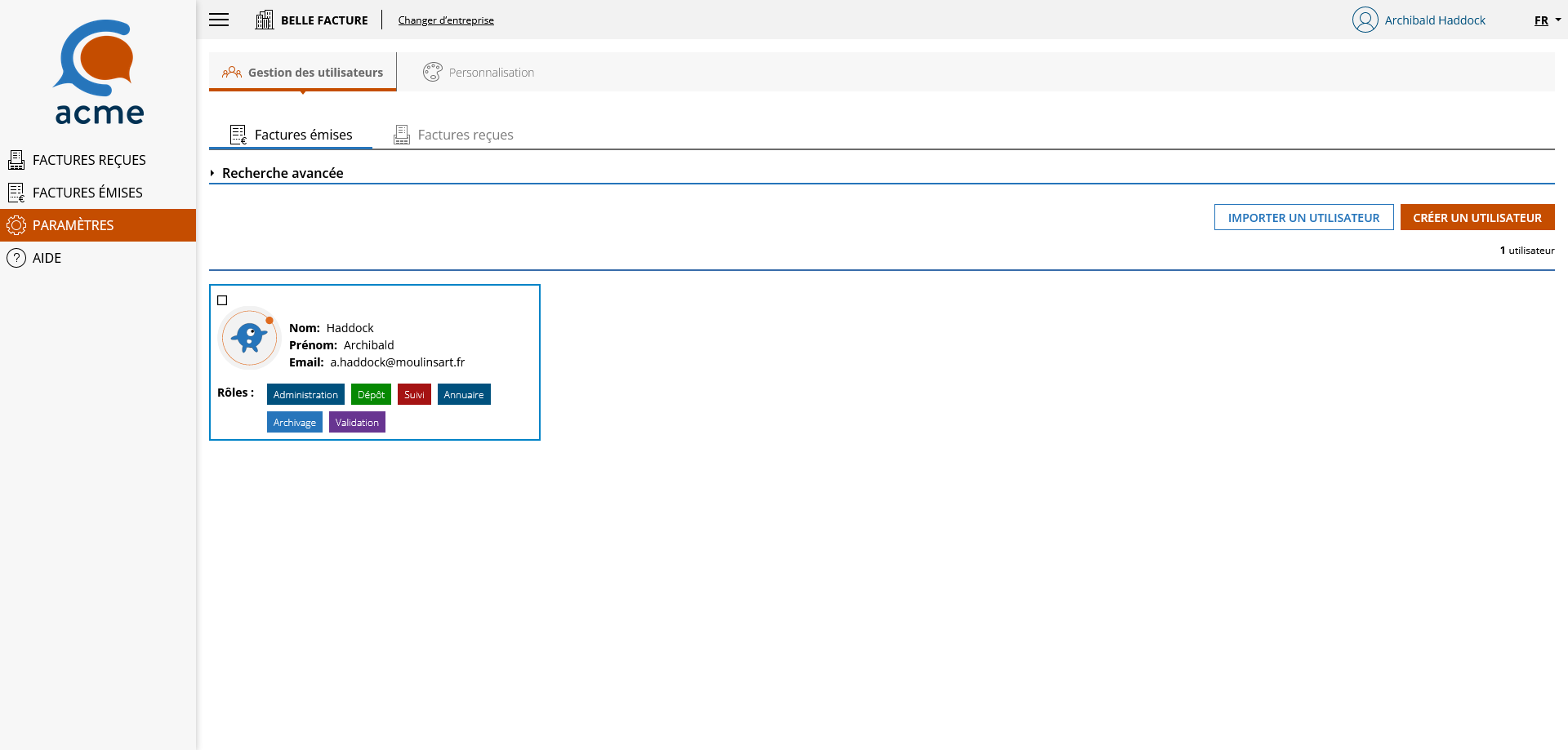 Email d'activation compte local