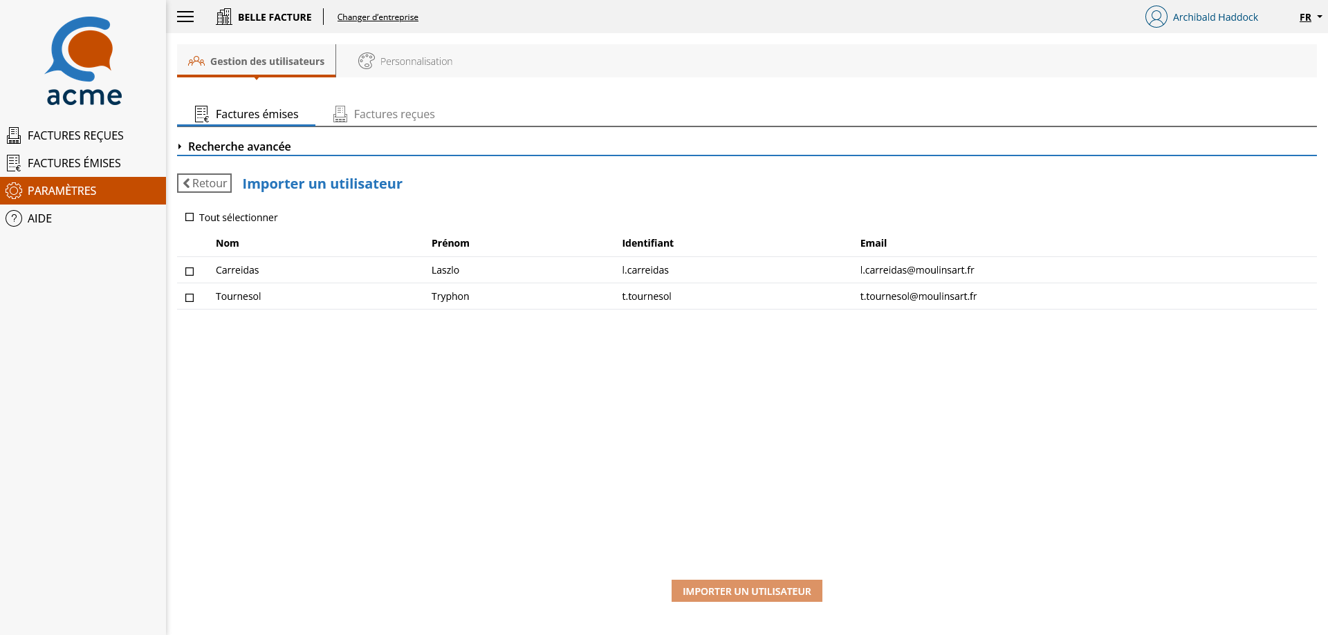 Email d'activation compte local