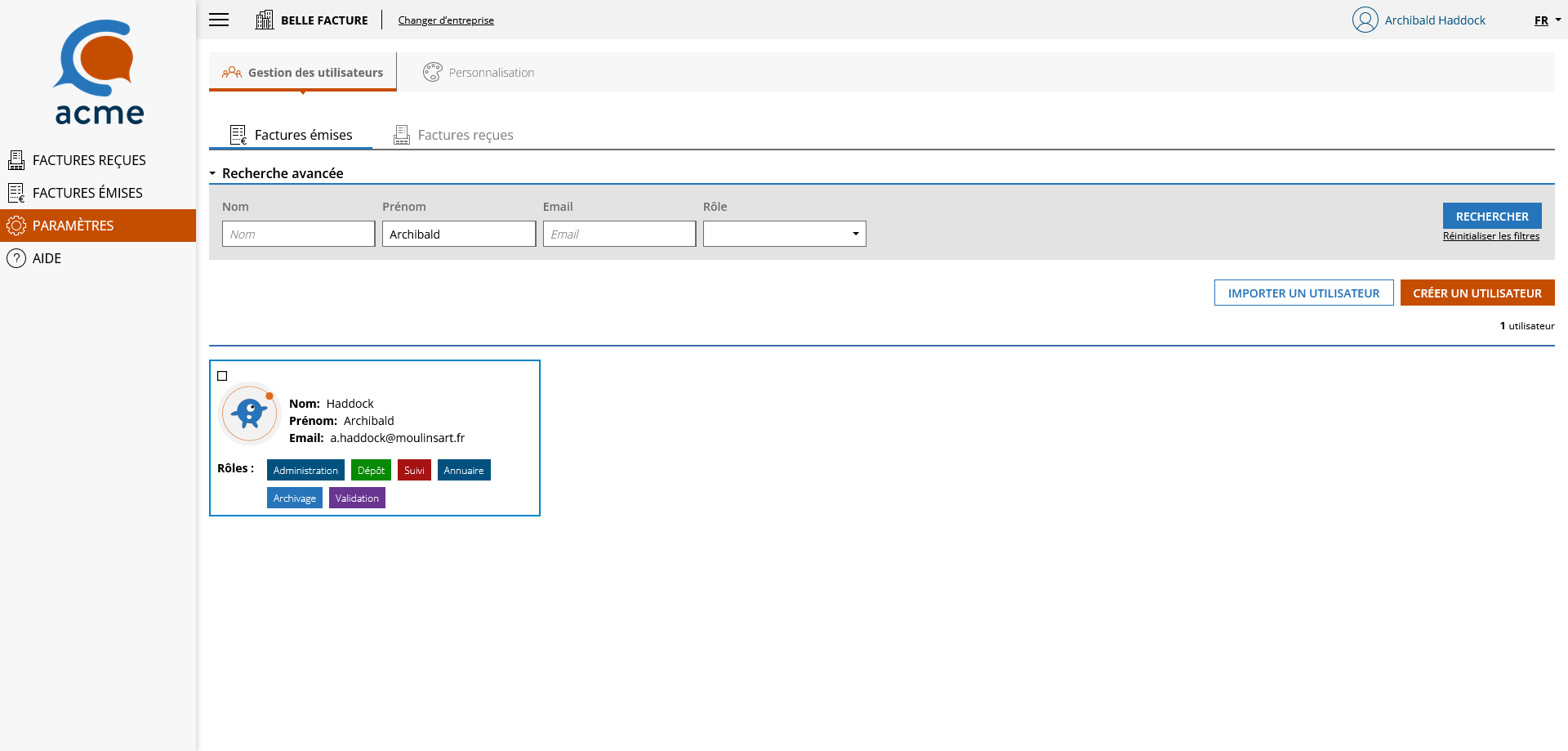 Email d'activation compte local